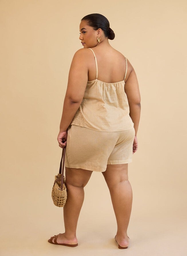 MICAH LINEN CARGO POCKET DRAWSTRING SHORTS - CREAM, Beige / Beige, alternate image number 3