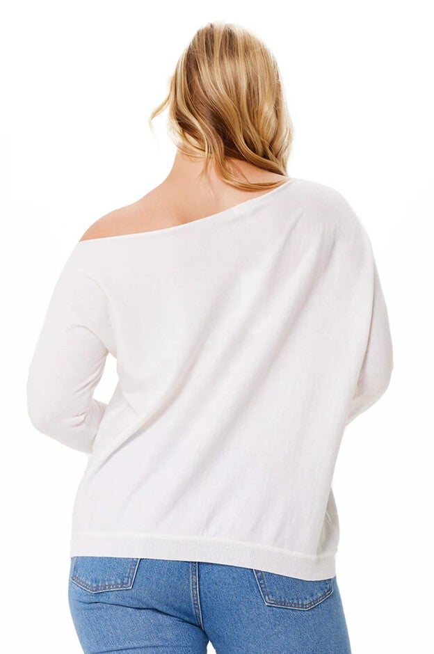 Cotton Cashmere Off The Shoulder Sweater, , alternate image number 5