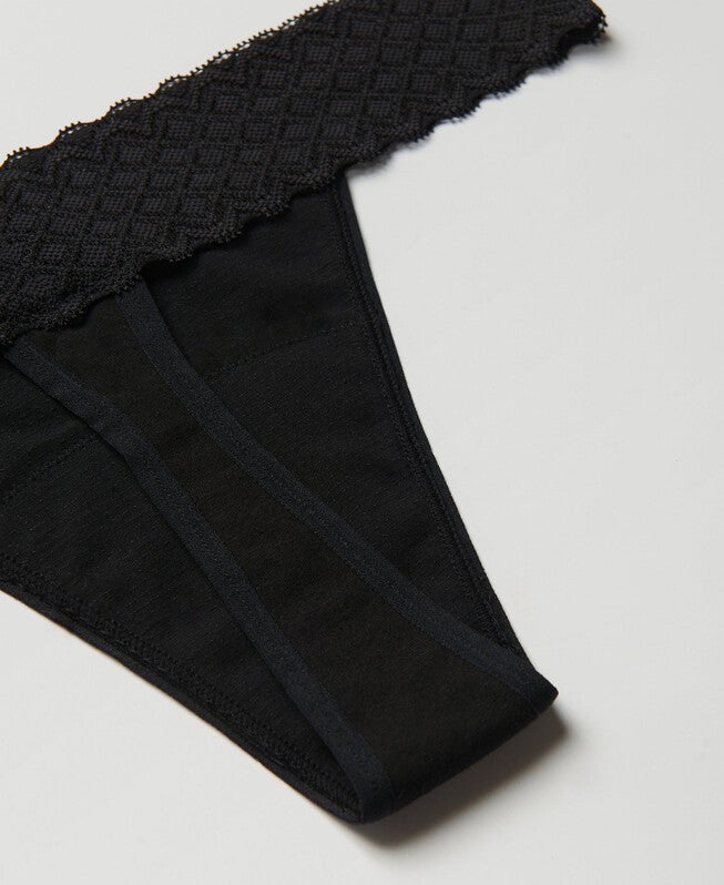 Period-Proof Organic Cotton Thong - 1 Tampon Absorption, , alternate image number null