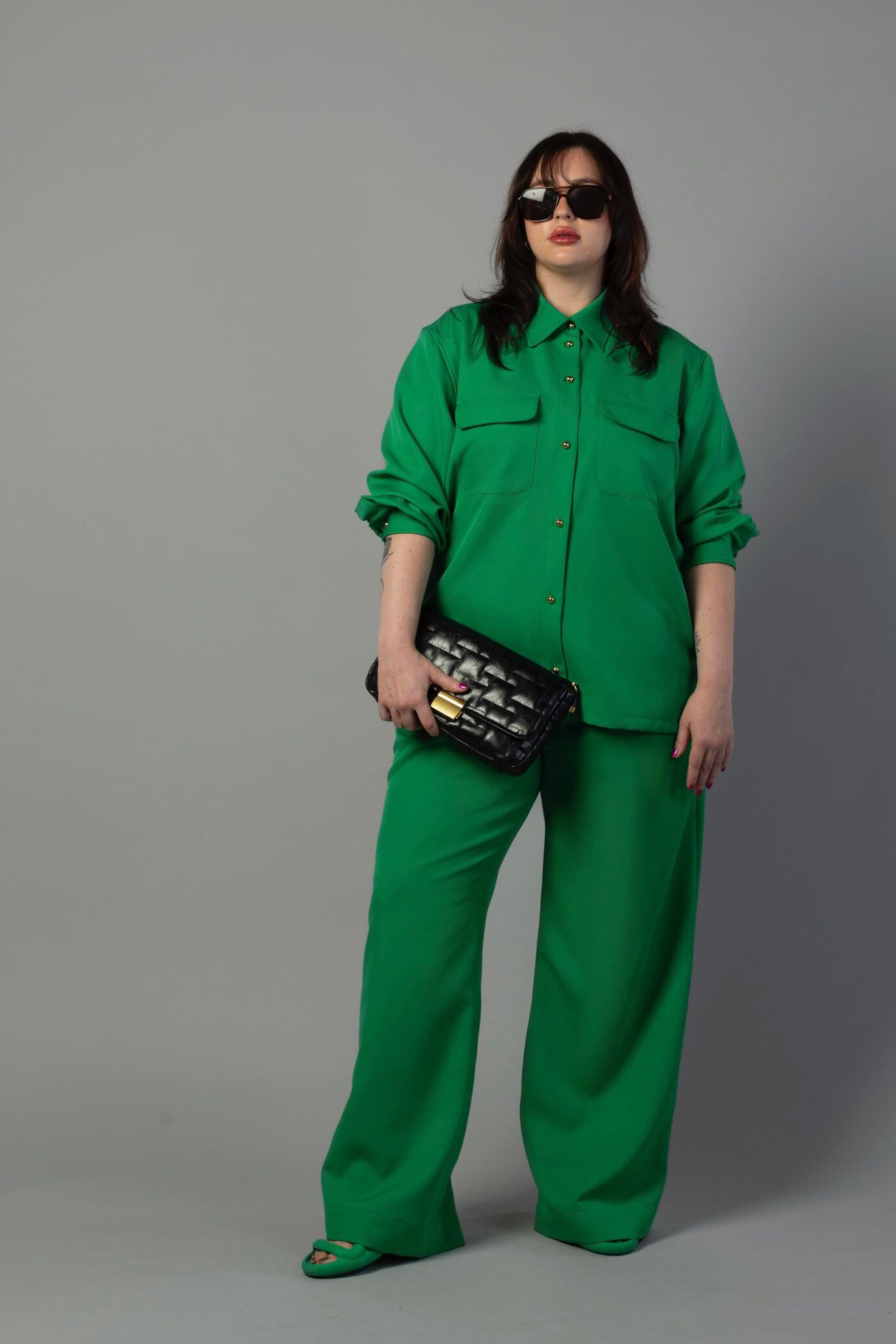 Riley Wide Pajama Style Pant, Green / Kelly Green, alternate image number 1