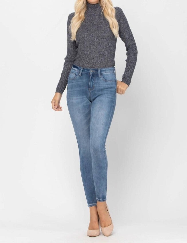 High Waist Thermal Skinny Denim 88206 in Blue, , alternate image number null