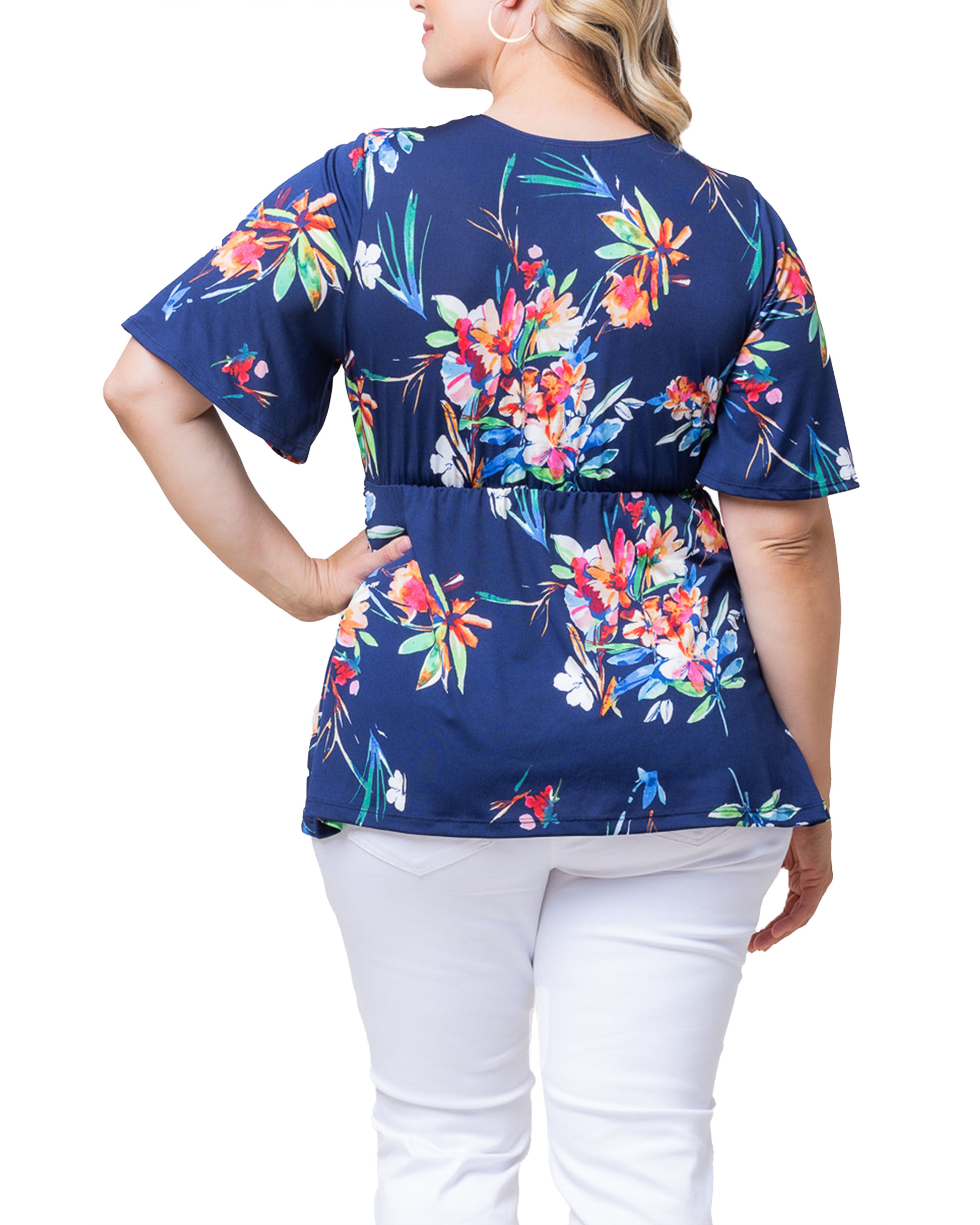 Abby Twist Front Top, BELIZE BLOOMS / Royal Blue, alternate image number 1