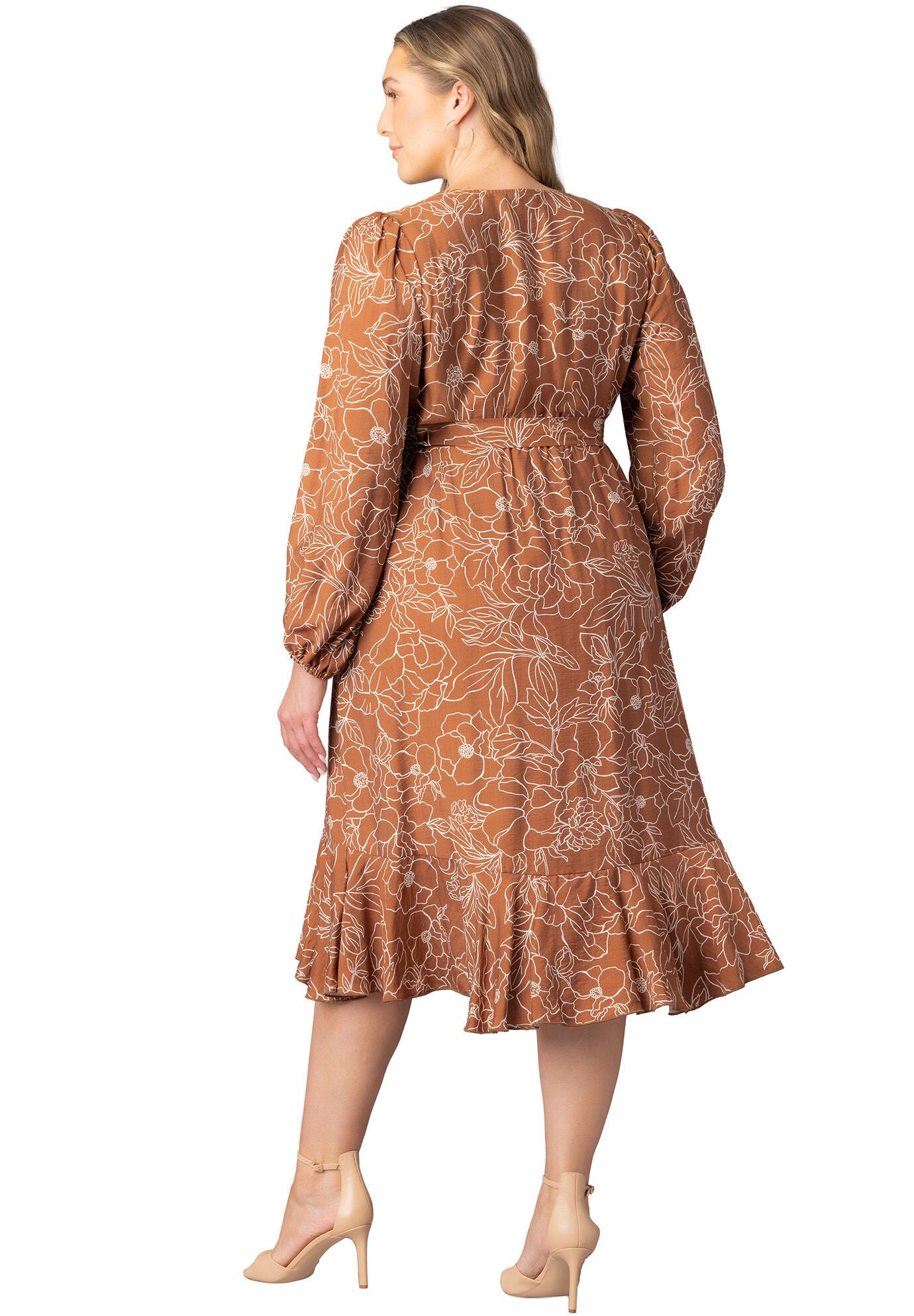 Julia Wrap Dress, Chocolate Floral Print / Brown, alternate image number 1