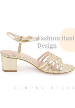 Strappy Open Toe Gladiator Block Heel Metallic Sandal