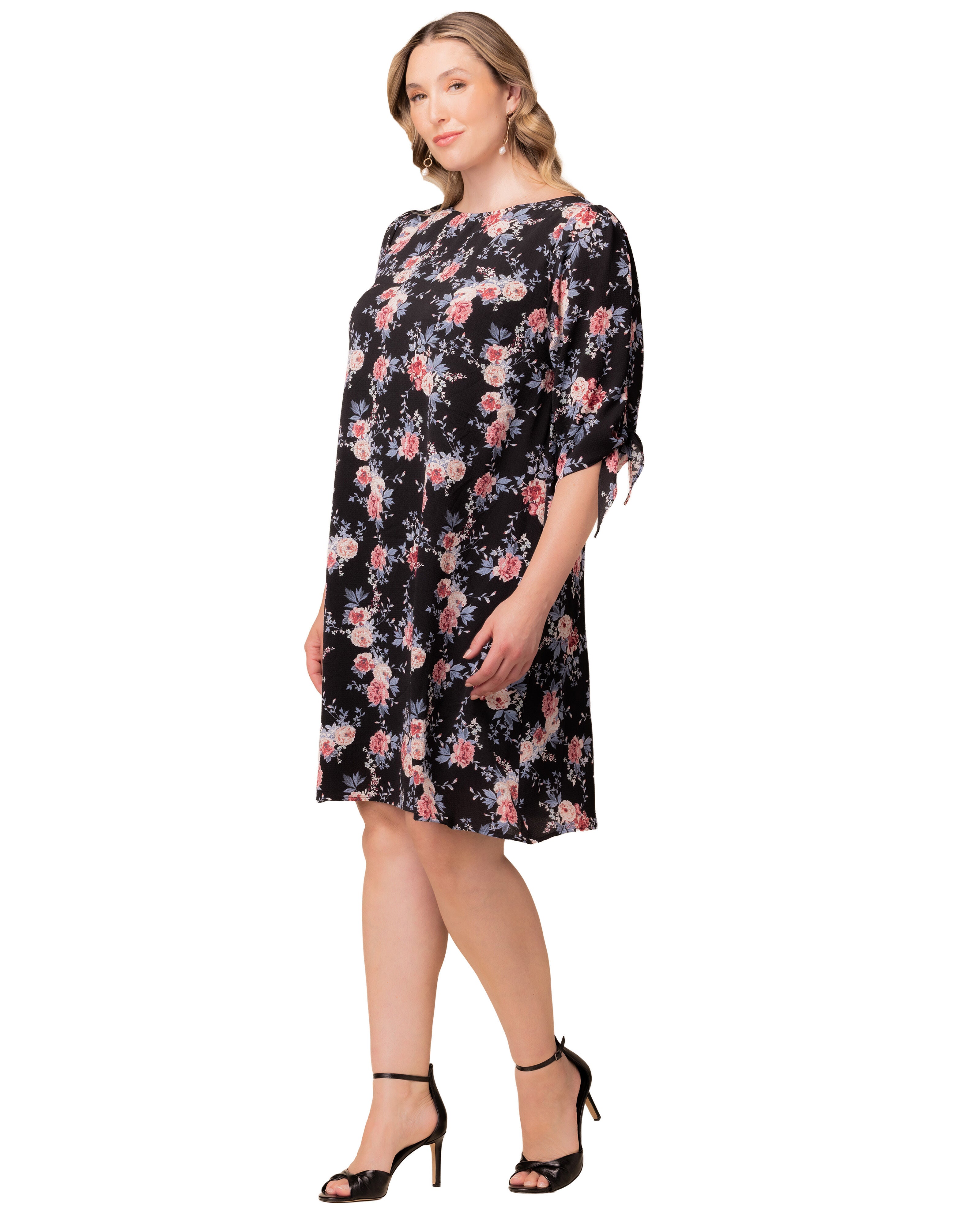 Manhattan Shift Dress, BLACK FLORAL PRINT / Black, alternate image number 3