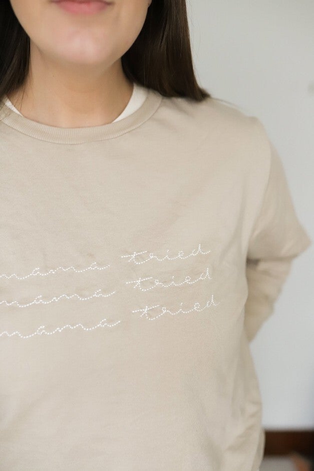 Mama Tried Chainstitch Pullover, Cashmere / Taupe, alternate image number null