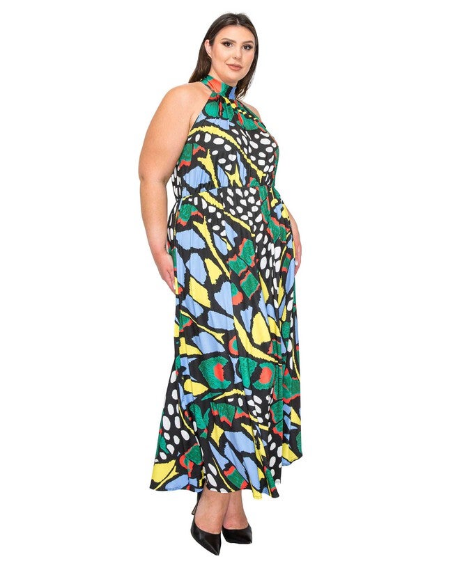 OLIVIA HALTER NECK MAXI DRESS, , alternate image number 3