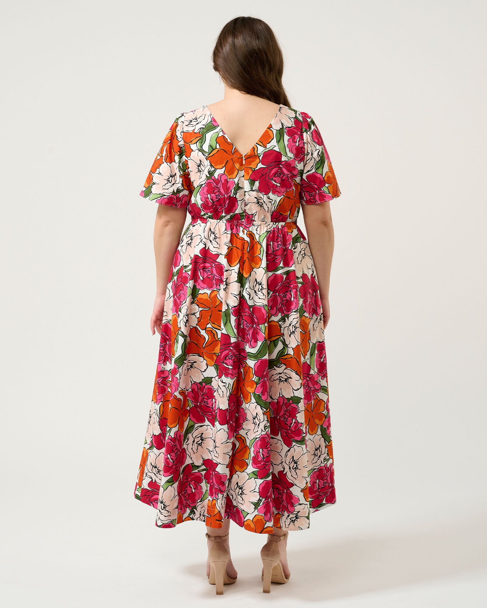 Nadja Midi Dress, Orange Print / Orange, alternate image number 4