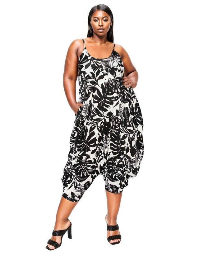 KIANA SPAGHETTI STRAP POCKET JUMPSUIT, Black White / Black, hi-res image number 0