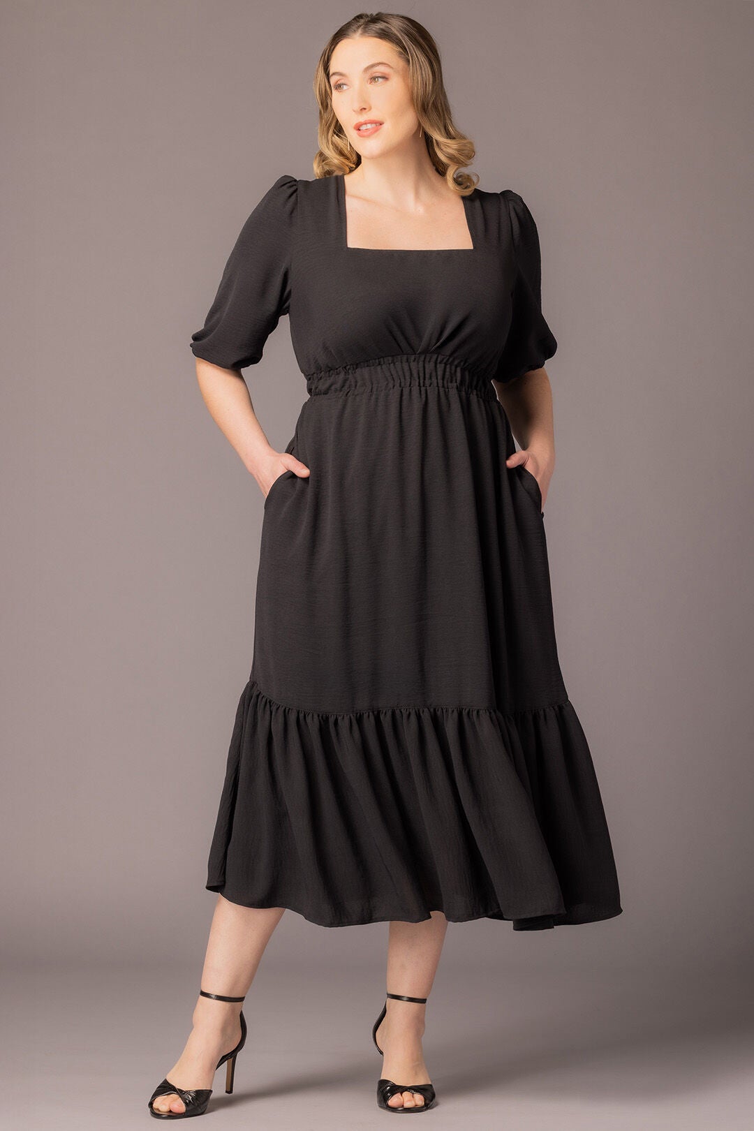 Bailey Square Neck Maxi Dress, Black Noir / Black, alternate image number 4