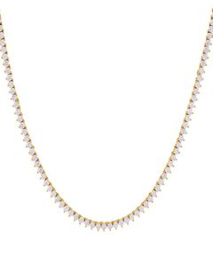 Three Prong Tennis Necklace Gold 15"