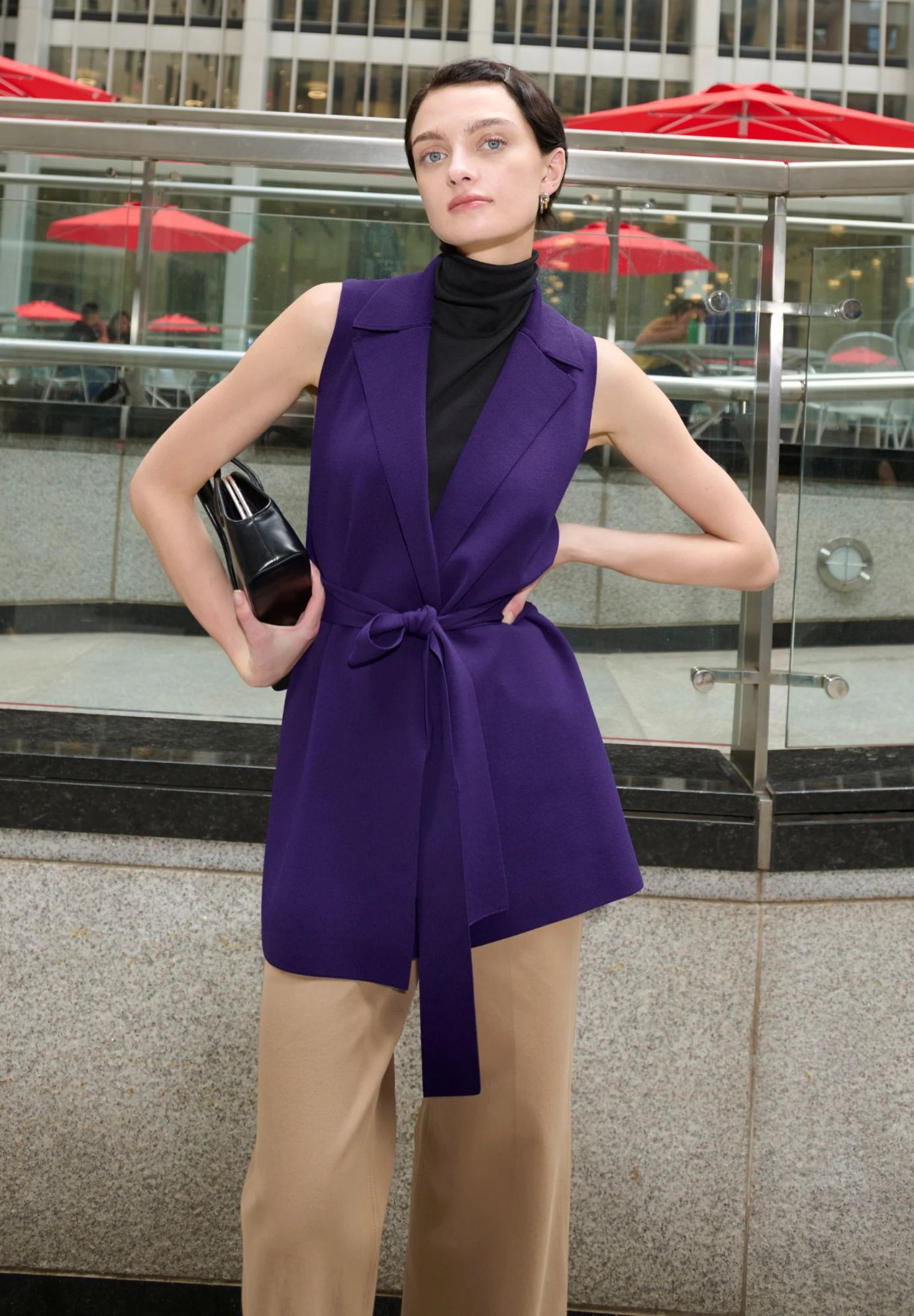 Jett Tank - Organic Ribbed Pima Cotton, Black / Black, alternate image number 4