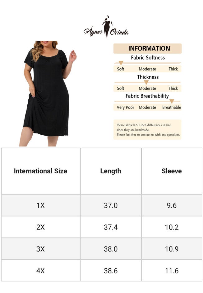 Short Sleeves Lightweight Sleepwear, Black / Black, alternate image number 4