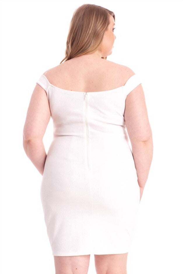 OFF THE SHOULDER MINI DRESS IN WHITE/SILVER, WhiteSilver / White, alternate image number null