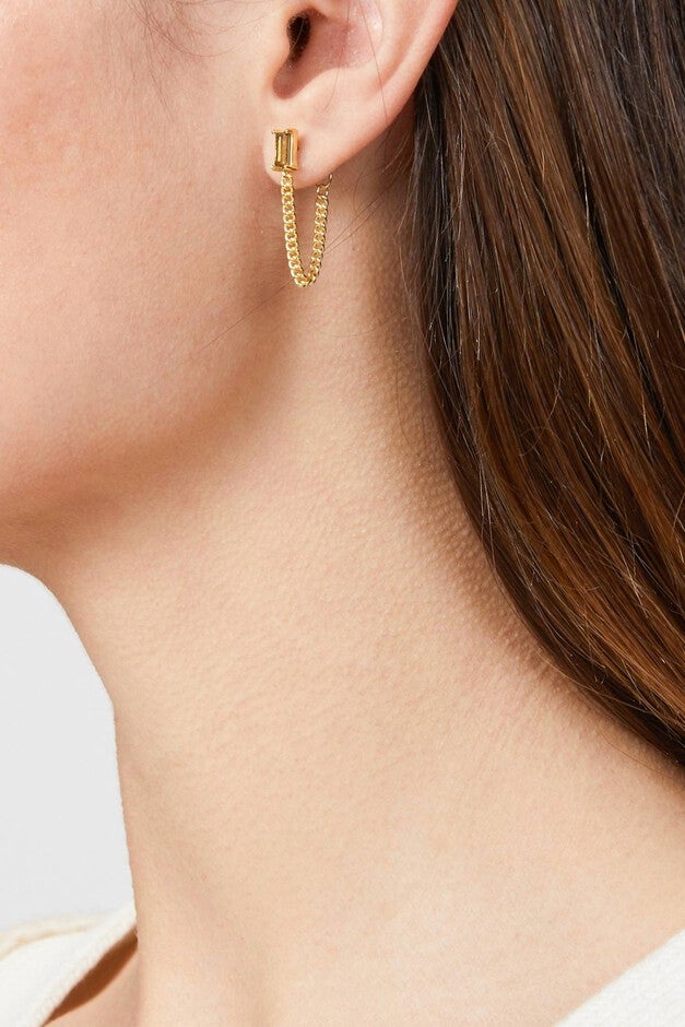 LIONEL GEMSTONE + CHAIN STUDS IN GOLD, , alternate image number null