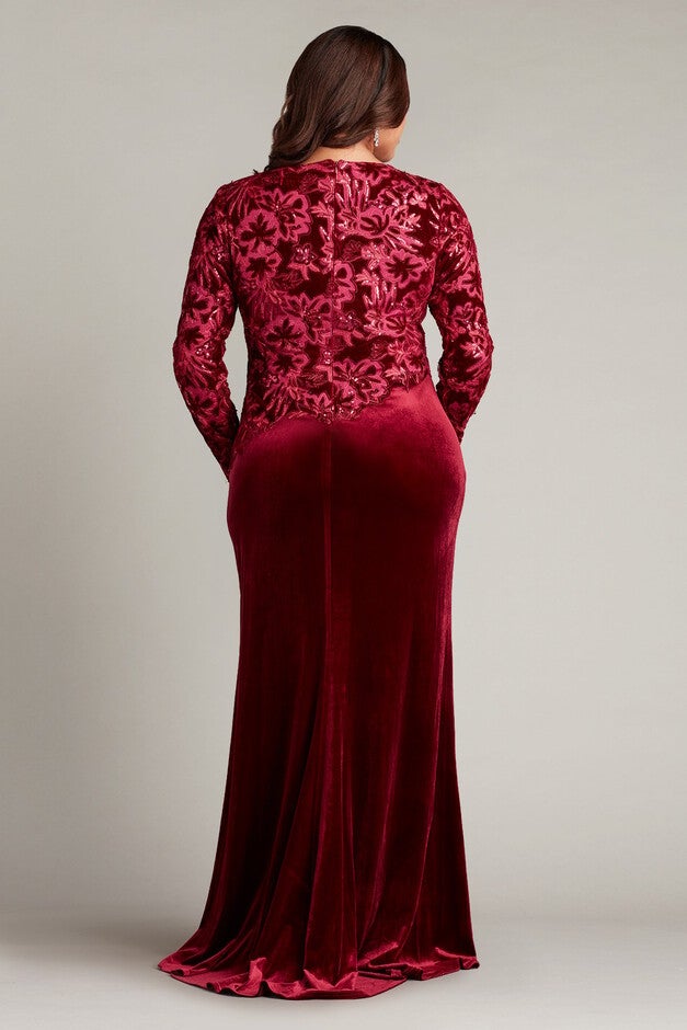 Gatlin Sequin Burnout Velvet Gown - PLUS SIZE, ROSE RED / see-description, alternate image number 1