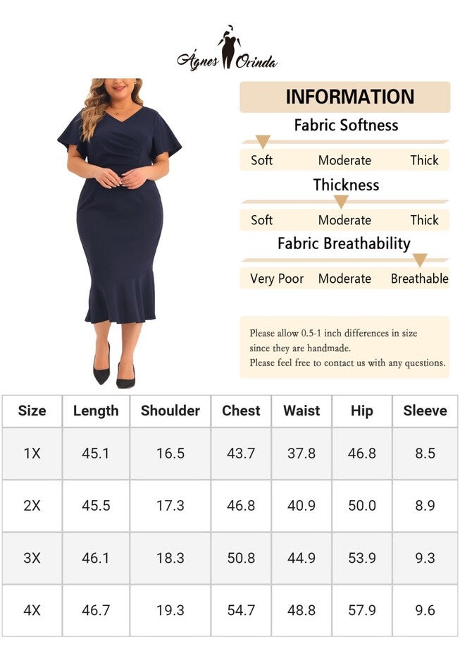 V Neck Ruffled Short Sleeve Cocktail Wrap Dress, Navy Blue / Navy, alternate image number 4