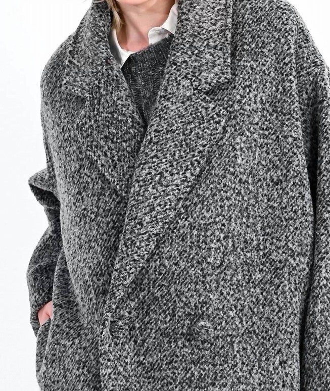 LOOSE OVERCOAT IN ASH BLACK, , alternate image number null