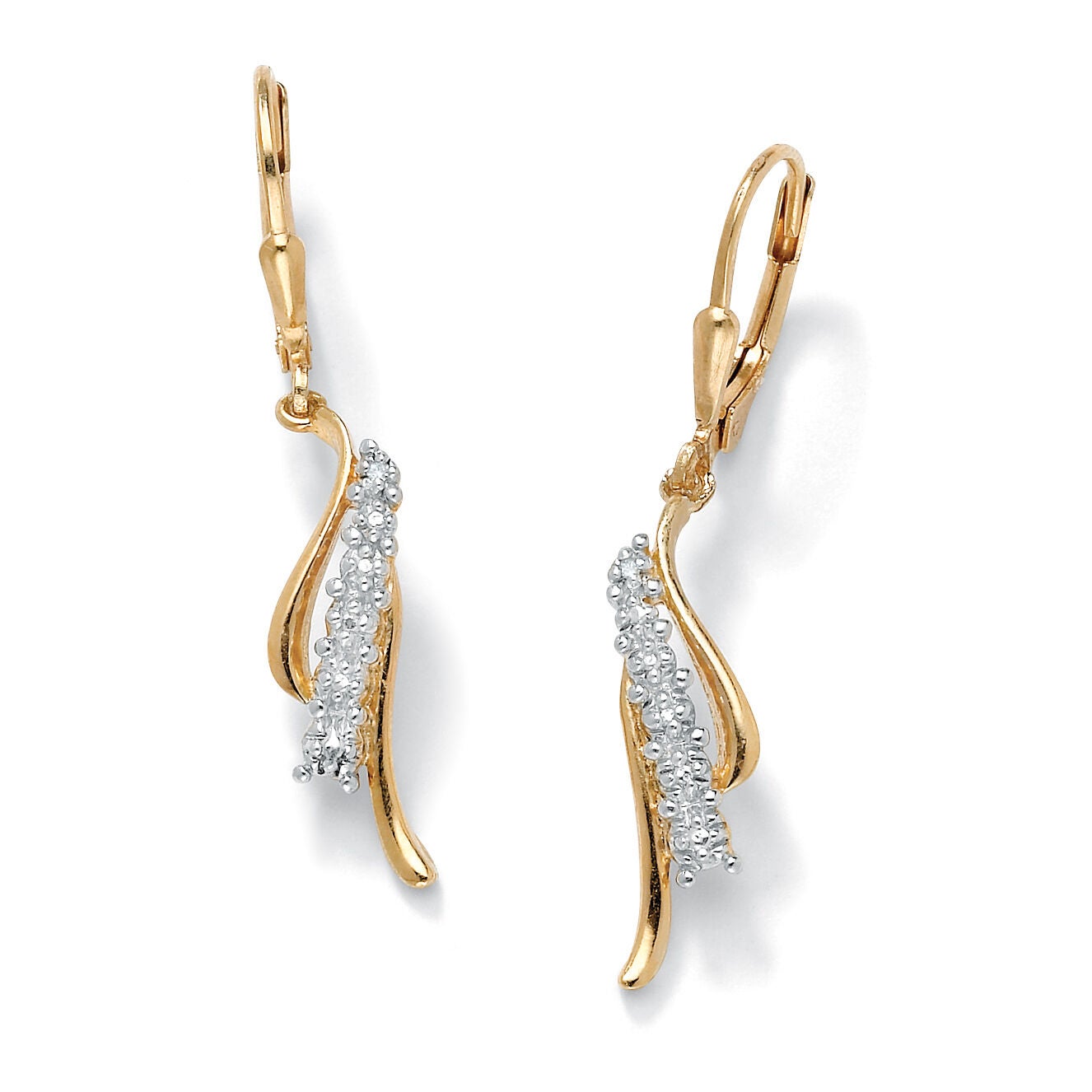 Diamond Accent Waterfall Drop Earrings in 14k Gold-plated Sterling Silver, White / White, hi-res image number 0