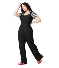 Unique Vintage Plus Size Black & Silver Sedgewick Jumpsuit