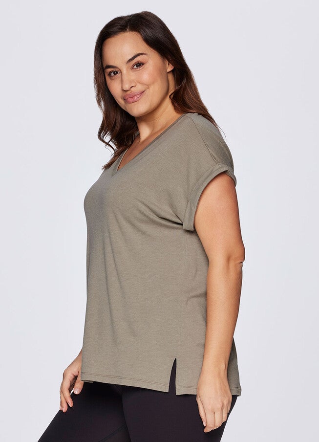 Plus Everyday V-Neck Tunic, Sage / Light Green, alternate image number null