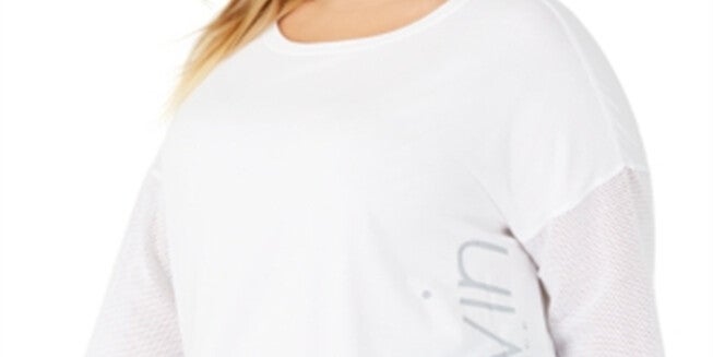 Calvin Klein Women's Plus Dolman Sleeve Logo T-Shirt -White Size XL, White / White, alternate image number null