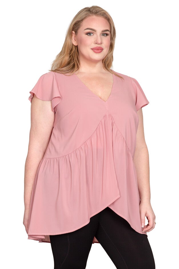 High-Low Hem Tunic Blouse, Dusty Pink / Pink, alternate image number 2