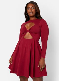 Spellbound Cotton Double Cut Out Mini Skater Dress with Pockets