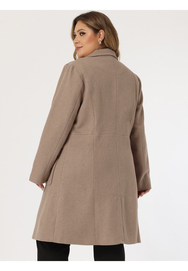 NOTCH LAPEL DOUBLE BREASTED PEA TRENCH COAT, Light Brown / Brown, alternate image number 3