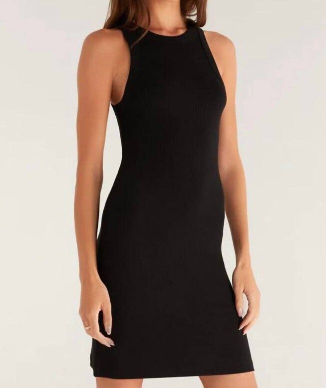CAROLINA RIB MINI DRESS IN BLACK, , alternate image number 6