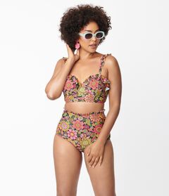 Unique Vintage Kaleidoscope Floral Cape May Swim Bottoms
