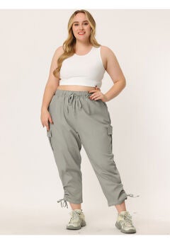 DRAWSTRING ELASTIC WAIST CARGO PANTS