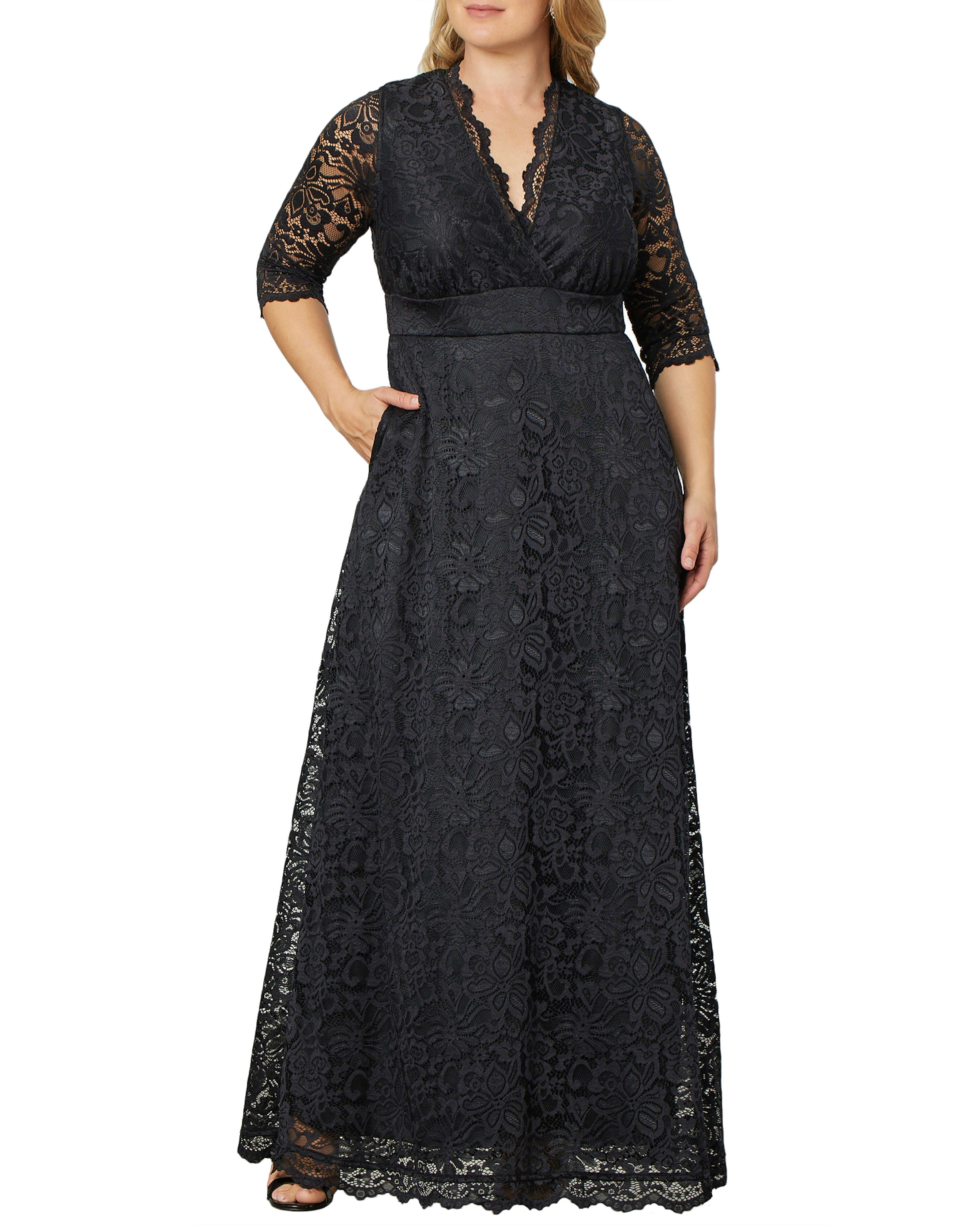 Maria Lace Evening Gown, ONYX / Black, hi-res image number 0