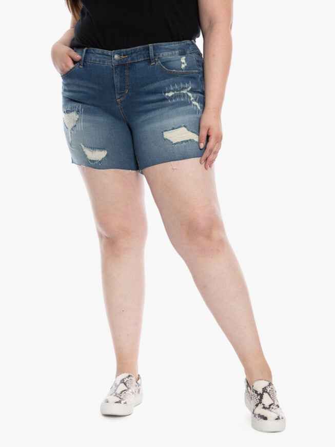 Stella Mid Rise Shorts, CRYSTAL / Medium Wash, hi-res image number 0