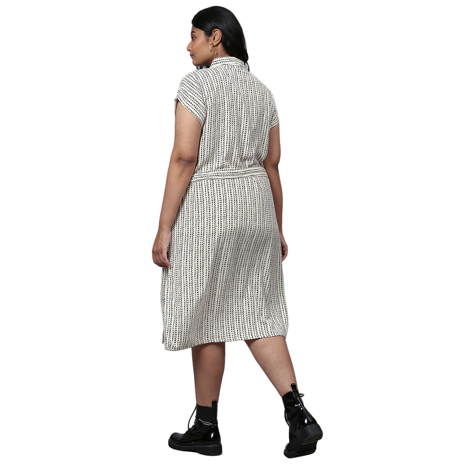 Striped Printed Front Button Dress, , alternate image number 7