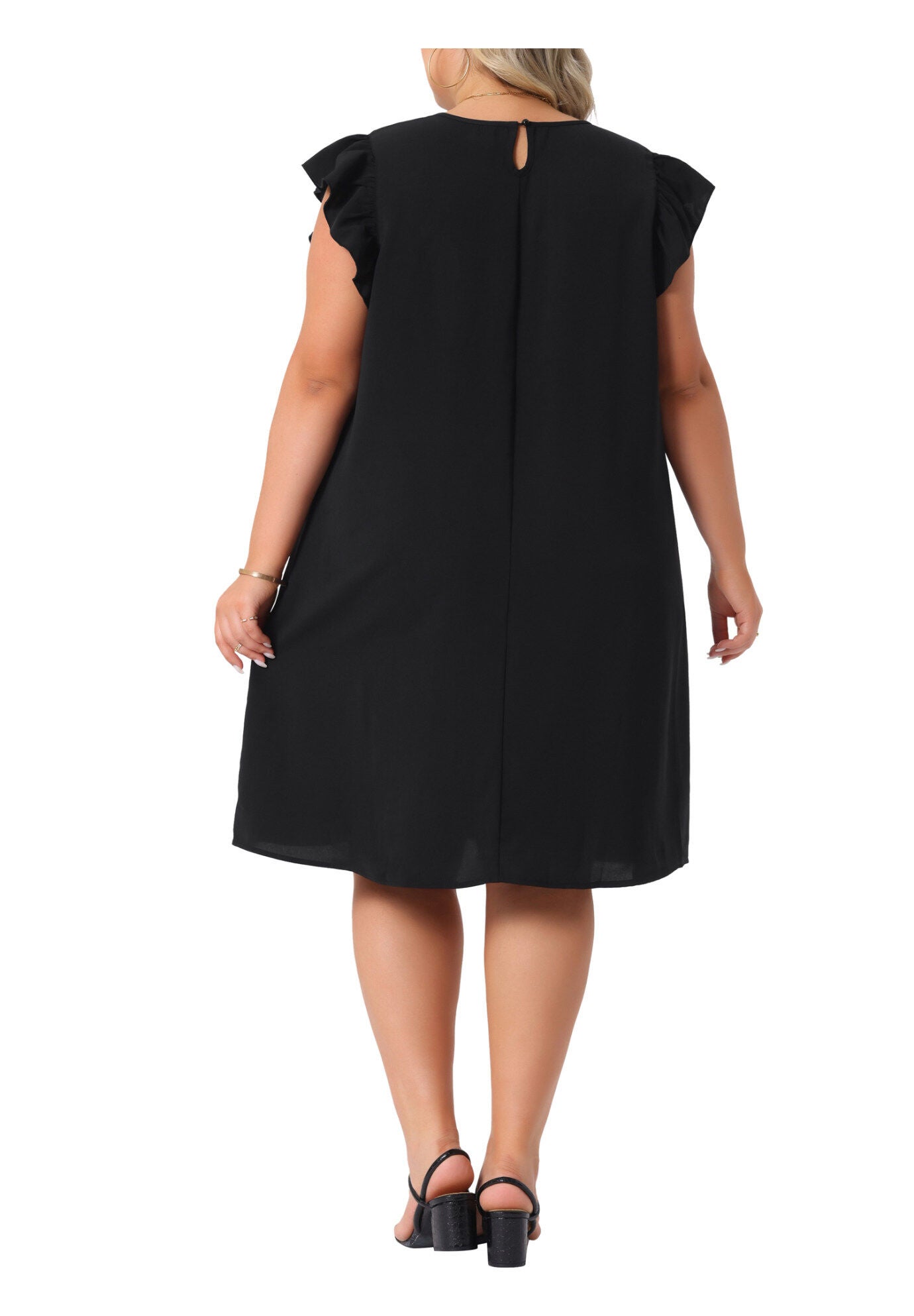 Summer Flare Sleeve Sleeveless Tank Loose Sundress, Black / Black, alternate image number 3