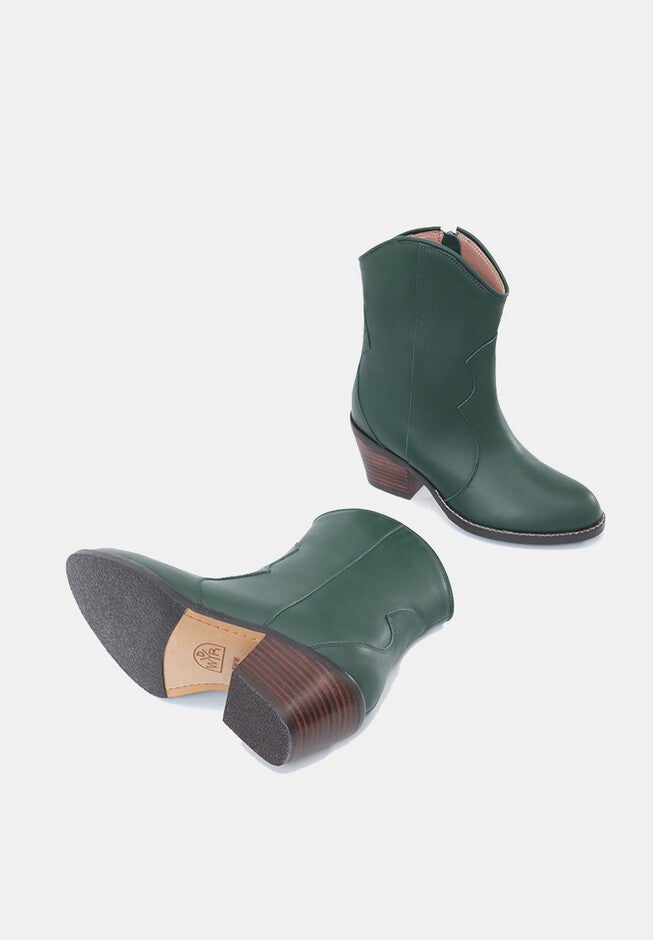Shania Western Leather Ankle Boots, Dark Green / Hunter Green, alternate image number 3