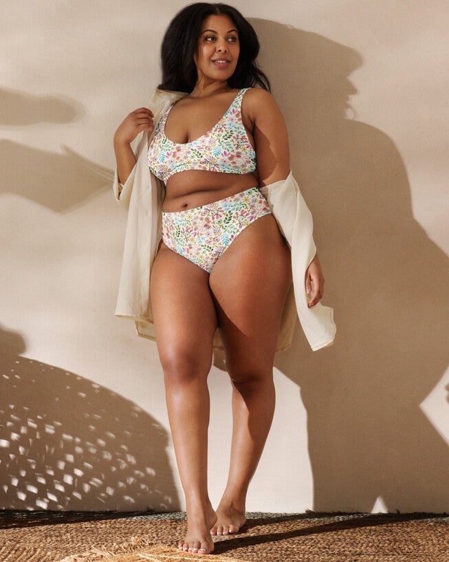 Garden Gala Floral Recycled High-Waisted Bikini Bottom, , alternate image number null