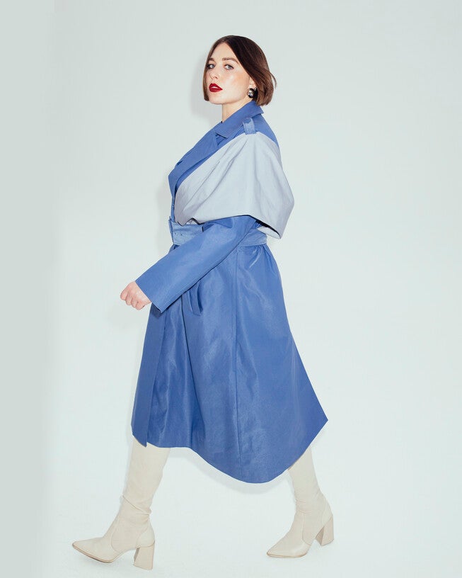 The Maya Trench Coat, Blue / Dusty Blue, alternate image number 2