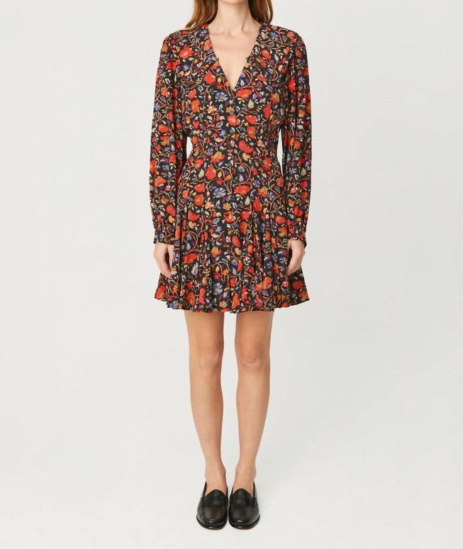 RESORT WENDY DRESS IN BLACK VICHY ROSE MINI, Black Vichy Rose Mini / Black, hi-res image number null