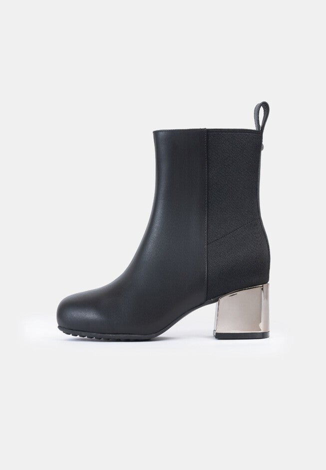 Jackie Half Stretch Silver Heel Bootie, Black / Black, alternate image number 1