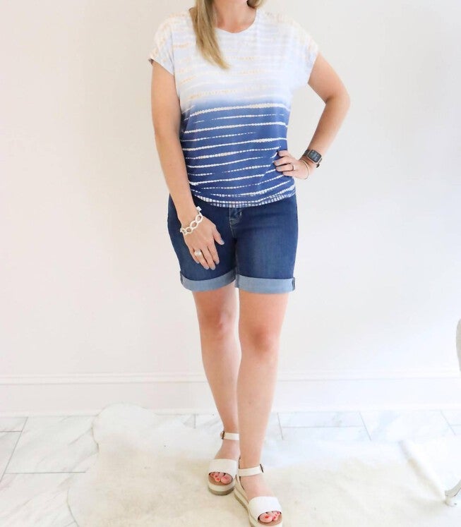 Denim Rolled Up Cuff Shorts In Medium Wash, , alternate image number 3