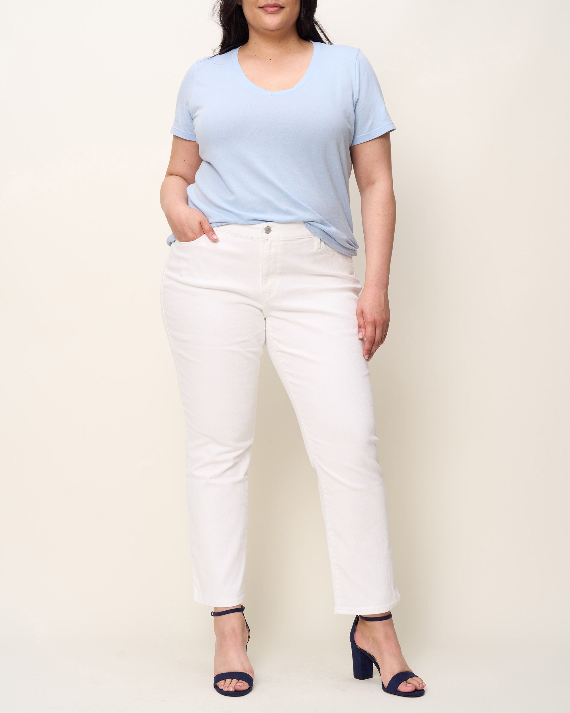 The V Neck Tee, Sky Blue / Light Blue, alternate image number 3