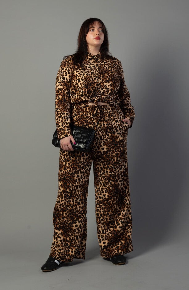 Riley Wide Pajama Style Pant, Leopard / Mocha, alternate image number 2