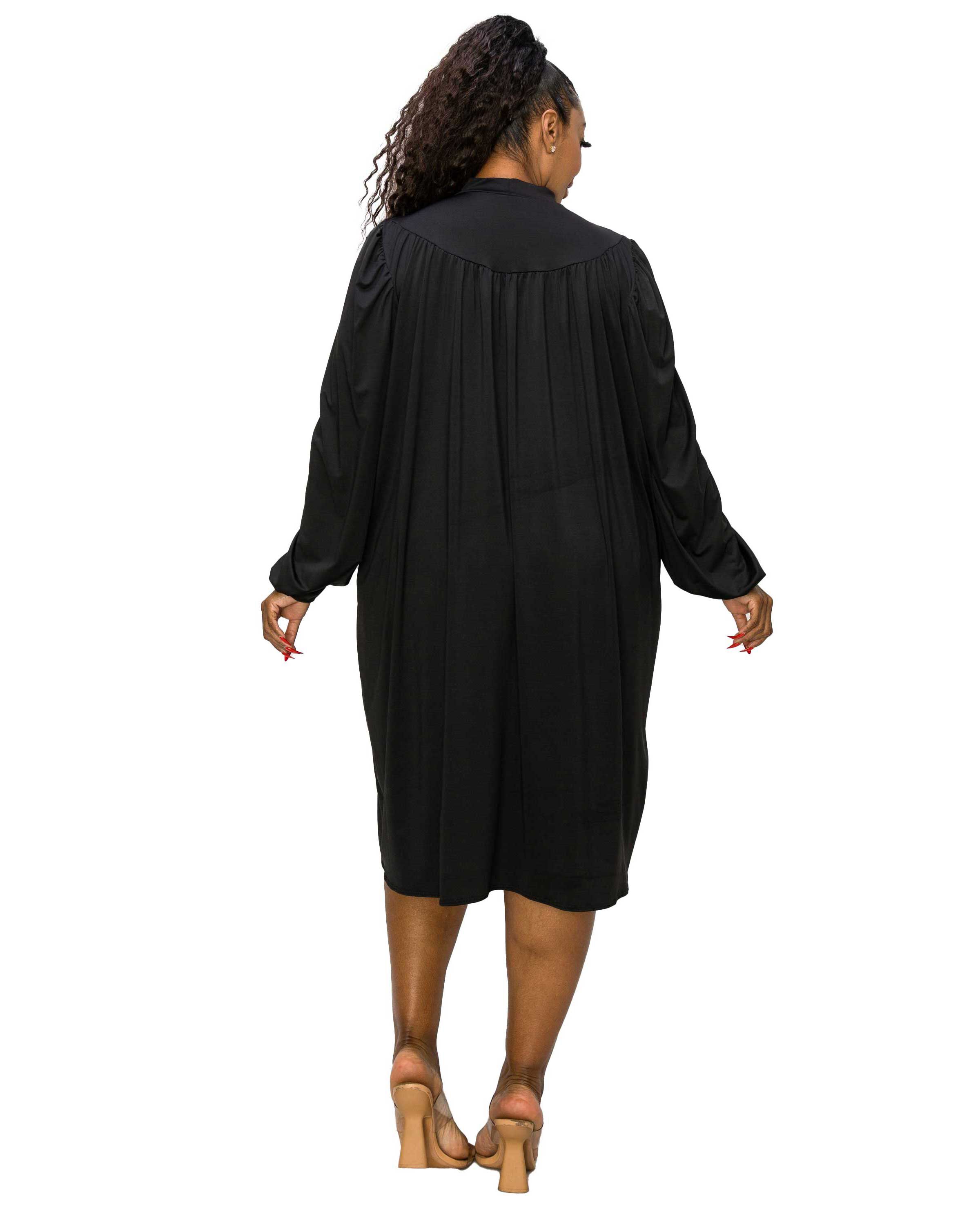 AMAL MOCK NECK DRESS, Black / Black, alternate image number 1