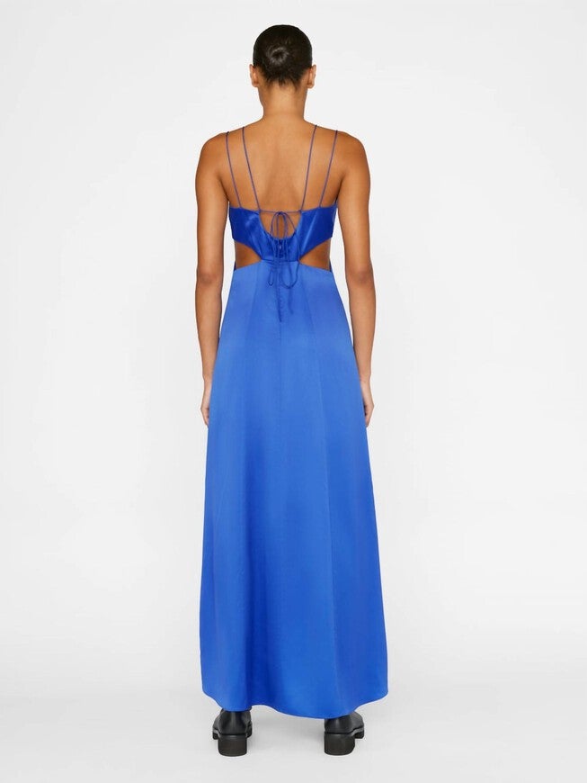 DELICATE TIE KEYHOLE DRESS IN ULTRAMARINE, Ultramarine / Royal Blue, alternate image number null