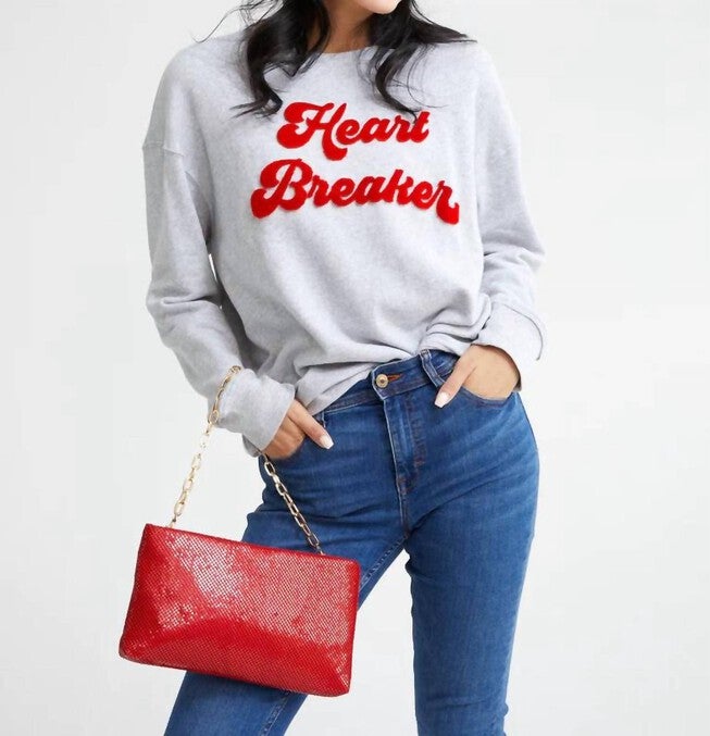 HEART BREAKER SWEATSHIRT IN GREY, , alternate image number null