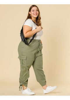 DRAWSTRING ELASTIC WAIST CARGO PANTS