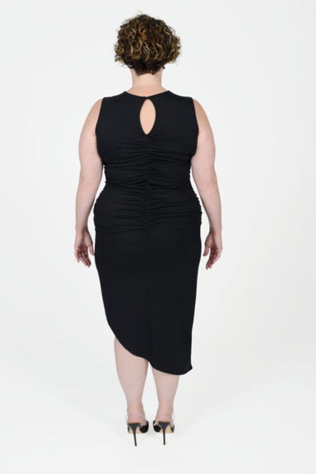 Sarah Cutout Ruched Tank Dress, Black / Black, alternate image number null
