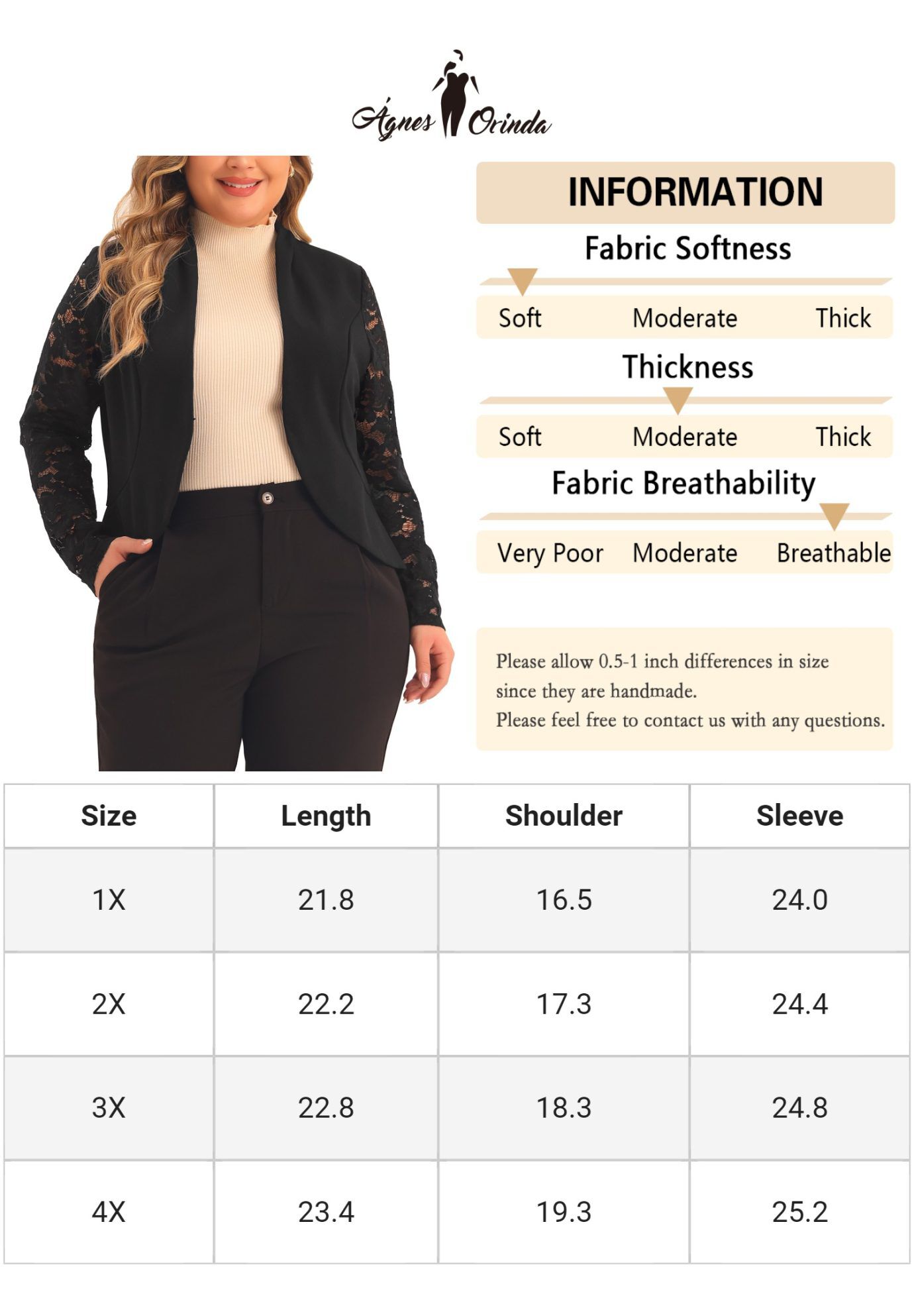 LACE OPEN FRONT CROPPED SHRUG BOLERO BLAZER, Black / Black, alternate image number 4